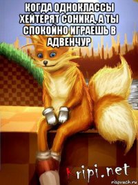 когда одноклассы хейтерят соника, а ты спокойно играешь в адвенчур 
