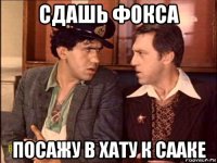 сдашь фокса посажу в хату к сааке