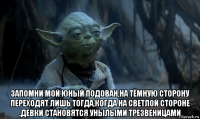  запомни мой юный подован,на тёмную сторону переходят лишь тогда,когда на светлой стороне ,девки становятся унылыми трезвеницами