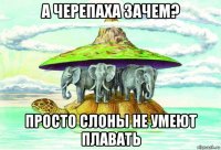 а черепаха зачем? просто слоны не умеют плавать