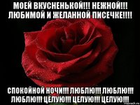 моей вкусненькой!!! нежной!!! любимой и желанной писечке!!!! спокойной ночи!!! люблю!!! люблю!!! люблю!!! целую!!! целую!!! целую!!!