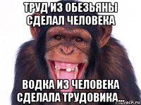 труд из обезьяны сделал человека водка из человека сделала трудовика...
