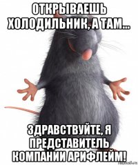 открываешь холодильник, а там... здравствуйте, я представитель компании арифлейм!