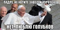 падре, не хотите завести курочек? нет. люблю голубков