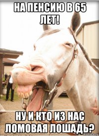 на пенсию в 65 лет! ну и кто из нас ломовая лошадь?