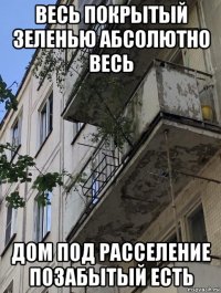 весь покрытый зеленью абсолютно весь дом под расселение позабытый есть