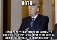 хотя... если вдоль стены установить камеры, то подкоп надо будет начинать за 25 км. а почву можно сканировать на наличие полостей
