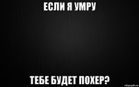 если я умру тебе будет похер?