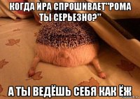 когда ира спрошивает"рома ты серьезно?" а ты ведёшь себя как ёж