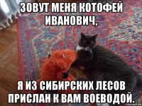 зовут меня котофей иванович, я из сибирских лесов прислан к вам воеводой.