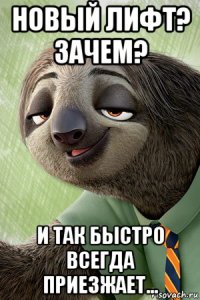 новый лифт? зачем? и так быстро всегда приезжает...