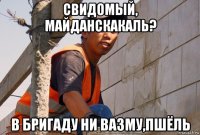свидомый, майданскакаль? в бригаду ни вазму,пшёль