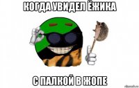 когда увидел ёжика с палкой в жопе