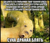 да блять эта пильнива твар эбаная блять сучка блять старая блять и стерва блять и пошла она нахуй блять сучка драная совой хуетой блять пизда эбаная блять сука драная блять