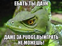 ебать ты даун даже за pudge выиграть не можешь!