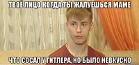 твоё лицо когда ты жалуешься маме что сосал у гитлера, но было невкусно