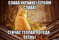 слава украине! героям слава! сейчас теплая погода - осень!
