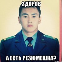 здоров а есть резюмешка?