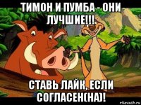 тимон и пумба - они лучшие!!! ставь лайк, если согласен(на)!