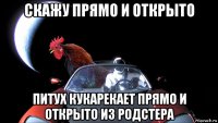 скажу прямо и открыто питух кукарекает прямо и открыто из родстера