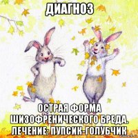 диагноз острая форма шизофренического бреда. лечение: пупсик-голубчик