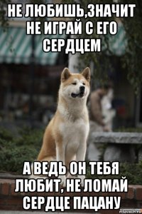 не любишь,значит не играй с его сердцем а ведь он тебя любит, не ломай сердце пацану