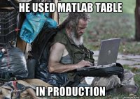 he used matlab table in production