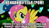 ненавижу тебя гром! я поняла кто ты есть... ты мне противен-даже тошнит от твоего имени-старая знакомая