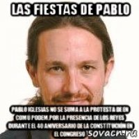 las fiestas de pablo pablo iglesias no se suma a la protesta de en comú podem,por la presencia de los reyes durante el 40 aniversario de la constitución en el congreso