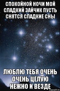 спокойной ночи мой сладкий зайчик пусть снятся сладкие сны люблю тебя очень очень целую нежно и везде