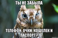 ты не забыла телефон, очки, кошелек и паспорт?