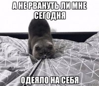 а не рвануть ли мне сегодня одеяло на себя
