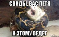 свиды, вас петя к этому ведет