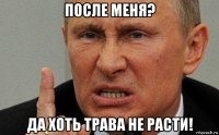 после меня? да хоть трава не расти!