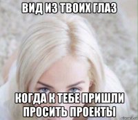 вид из твоих глаз когда к тебе пришли просить проекты