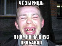 чё зыришь я камни на вкус пробавал