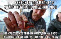 произнесите "похмелье" с ударением на последний слог почувствуйте тень виноградника, вкус молодого божоле, уют винного погреба
