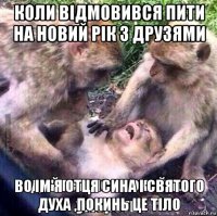 коли відмовився пити на новий рік з друзями во ім'я отця сина і святого духа ,покинь це тіло