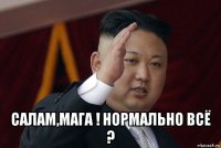  салам,мага ! нормально всё ?