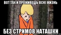 вот так и проживешь всю жизнь без стримов наташки