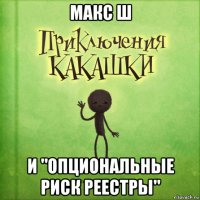 макс ш и "опциональные риск реестры"