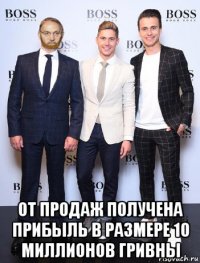  от продаж получена прибыль в размере 10 миллионов гривны