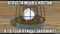 отпусти меня с клетки, а то тебя птицы заклюют!