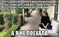 на седьмой международной конференции в гааге наша делегация выступила с пакетом конструктивных предложений а я не поехала