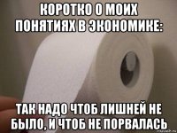 коротко о моих понятиях в экономике: так надо чтоб лишней не было, и чтоб не порвалась