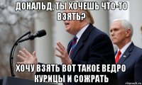 дональд, ты хочешь что-то взять? хочу взять вот такое ведро курицы и сожрать