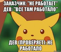 заказчик: "не работает" дев: "все там работало" дев (проверяет): не работало