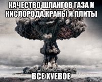 качество шлангов газа и кислорода,краны и плиты все хуевое