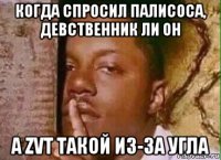 когда спросил палисоса, девственник ли он а zvt такой из-за угла
