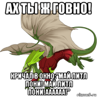 ах ты ж говно! кричал в окно:"май литл пони! май литл пони!аааааа!"
